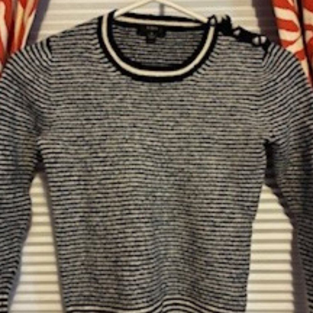 J. Crew Navy and White Stripe Merino Wool, Girls sweater, Size Small